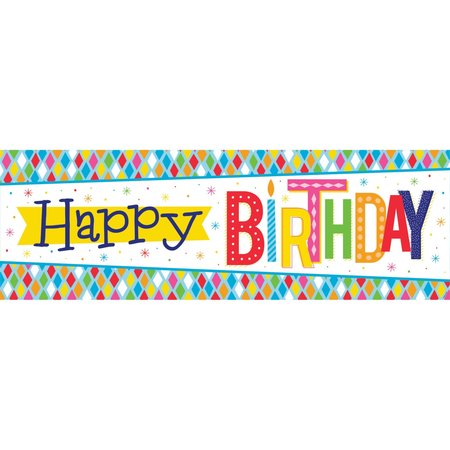 CREATIVE CONVERTING Bright Birthday Banner, 60"x20", 6PK 340087